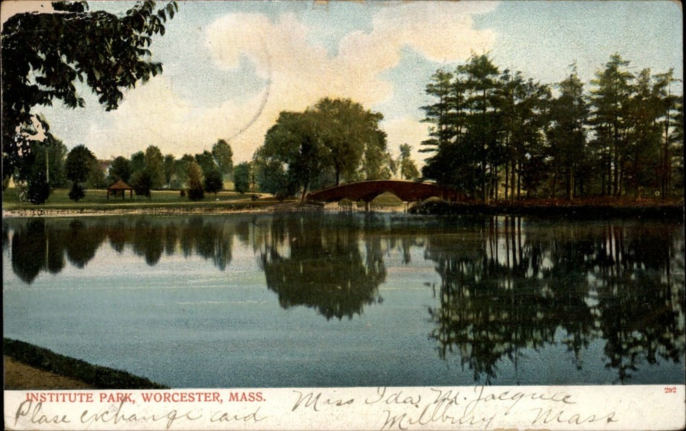Institute Park Worcester Massachusetts ~ 1906 UDB vintage postcard