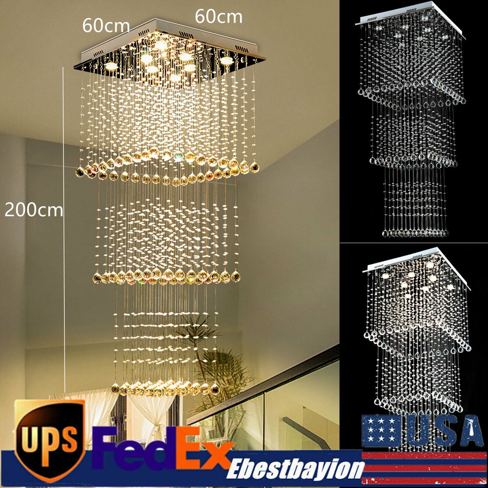K9 Luxury Crystal Pendant Lamp Ceiling Lighting Chandelier Raindrop Lobby