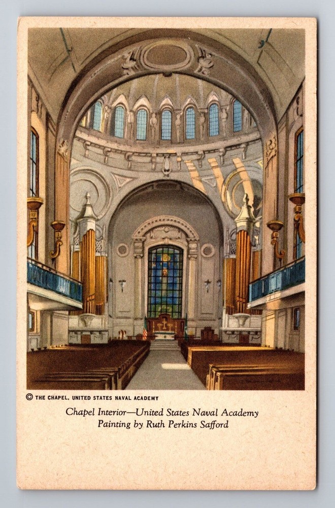 Annapolis MD-Maryland, U.S Naval Academy Chapel Interior, Vintage Postcard
