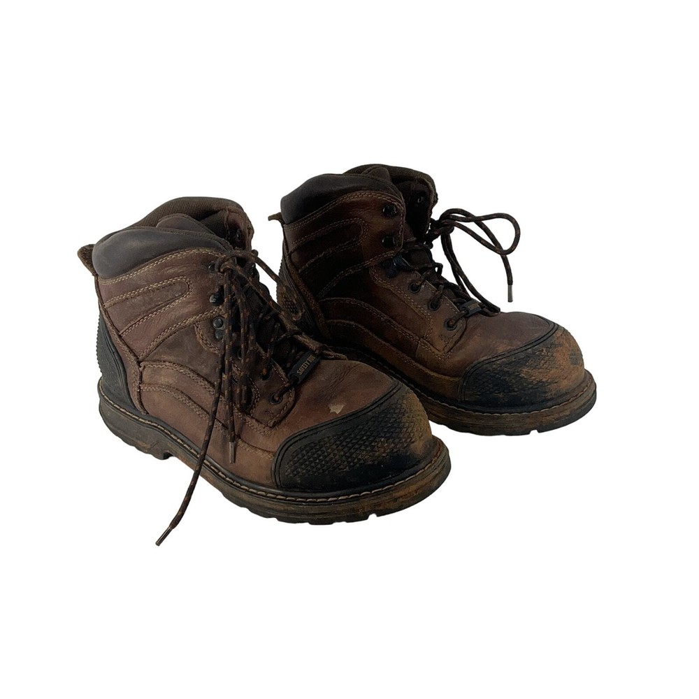 Gravel Gear Waterproof Safety Toe Brown Leather Combat Work Boots Men's Size 10