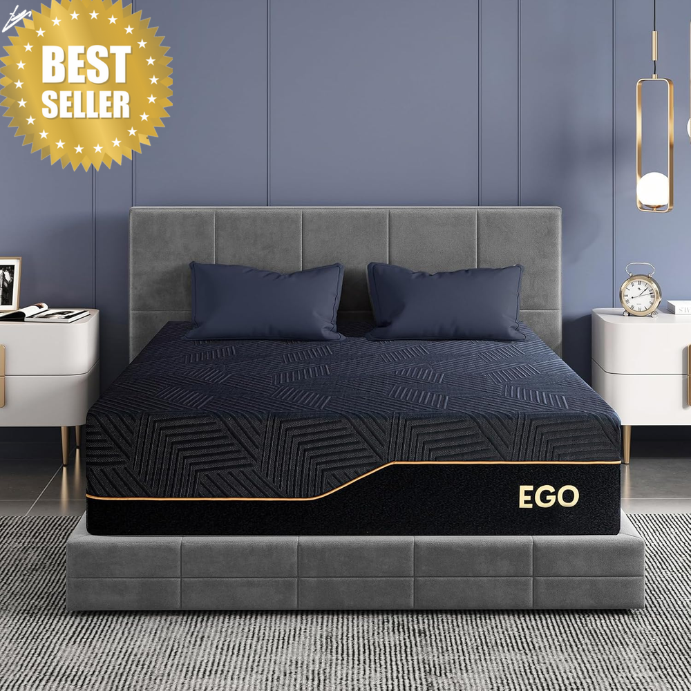 EGOHOME 14in Queen Memory Foam Mattress Copper Gel Medium Firm 60x80 CertiPUR