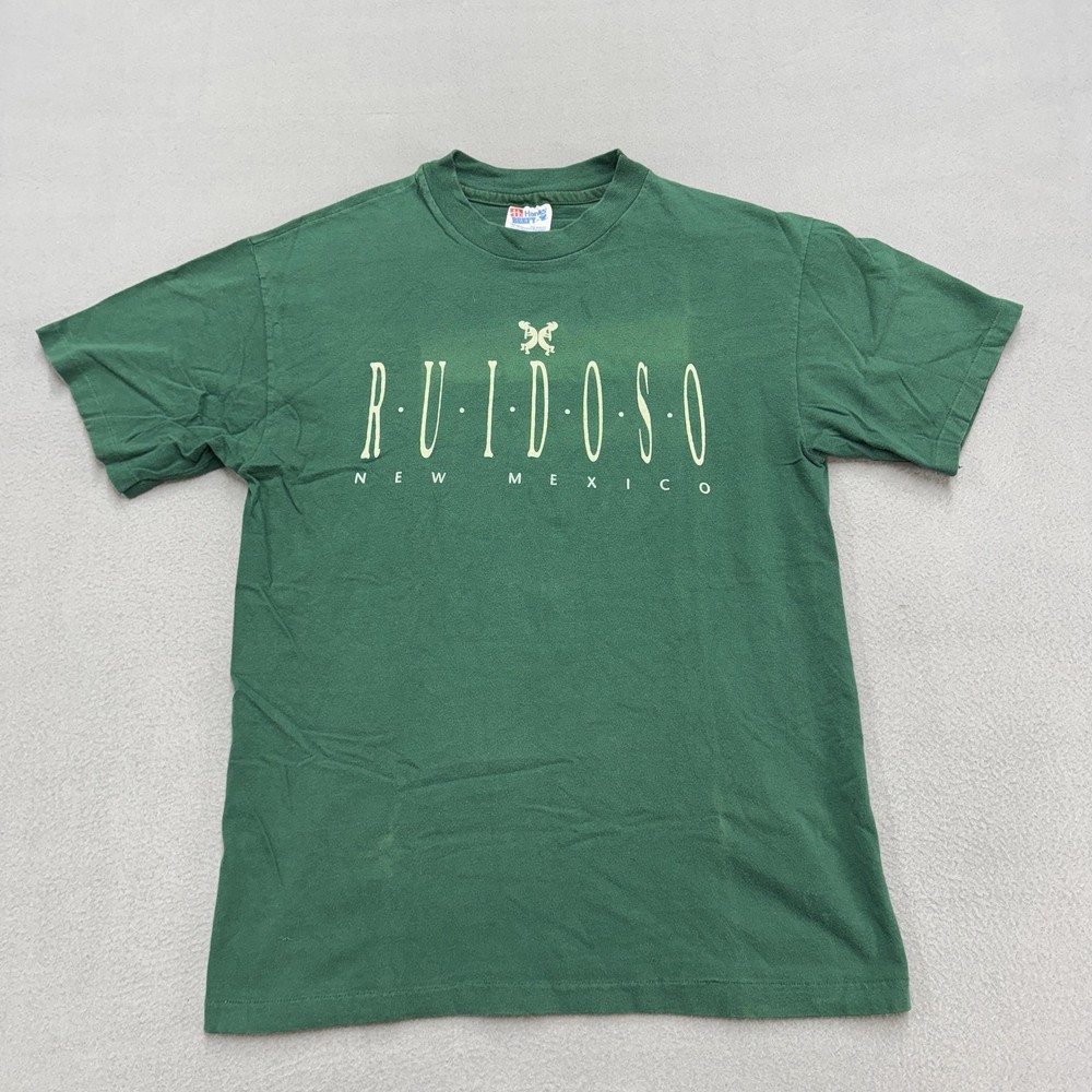 Vintage Ruidoso New Mexico Shirt Mens Medium Green Hanes Beefy-T USA 90s