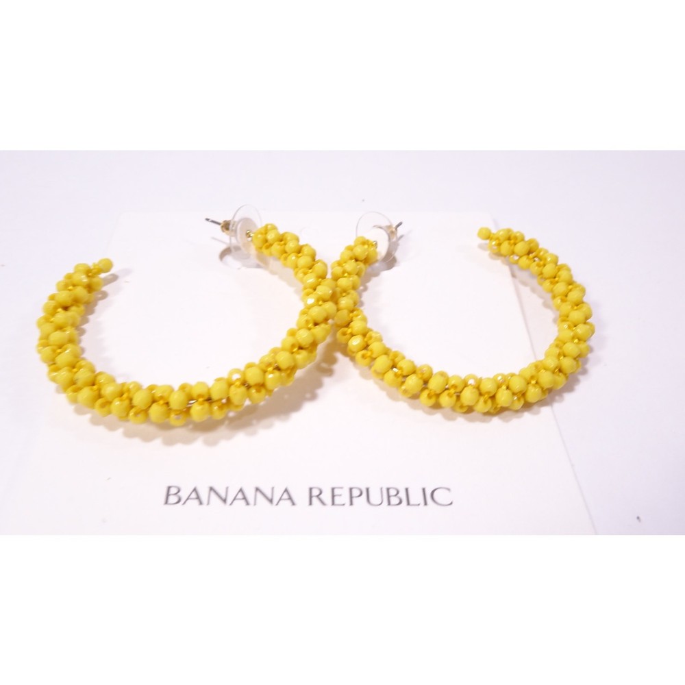 Banana Republic Bead Hoop Earrings Summer Fridays Sunshine NWT 48