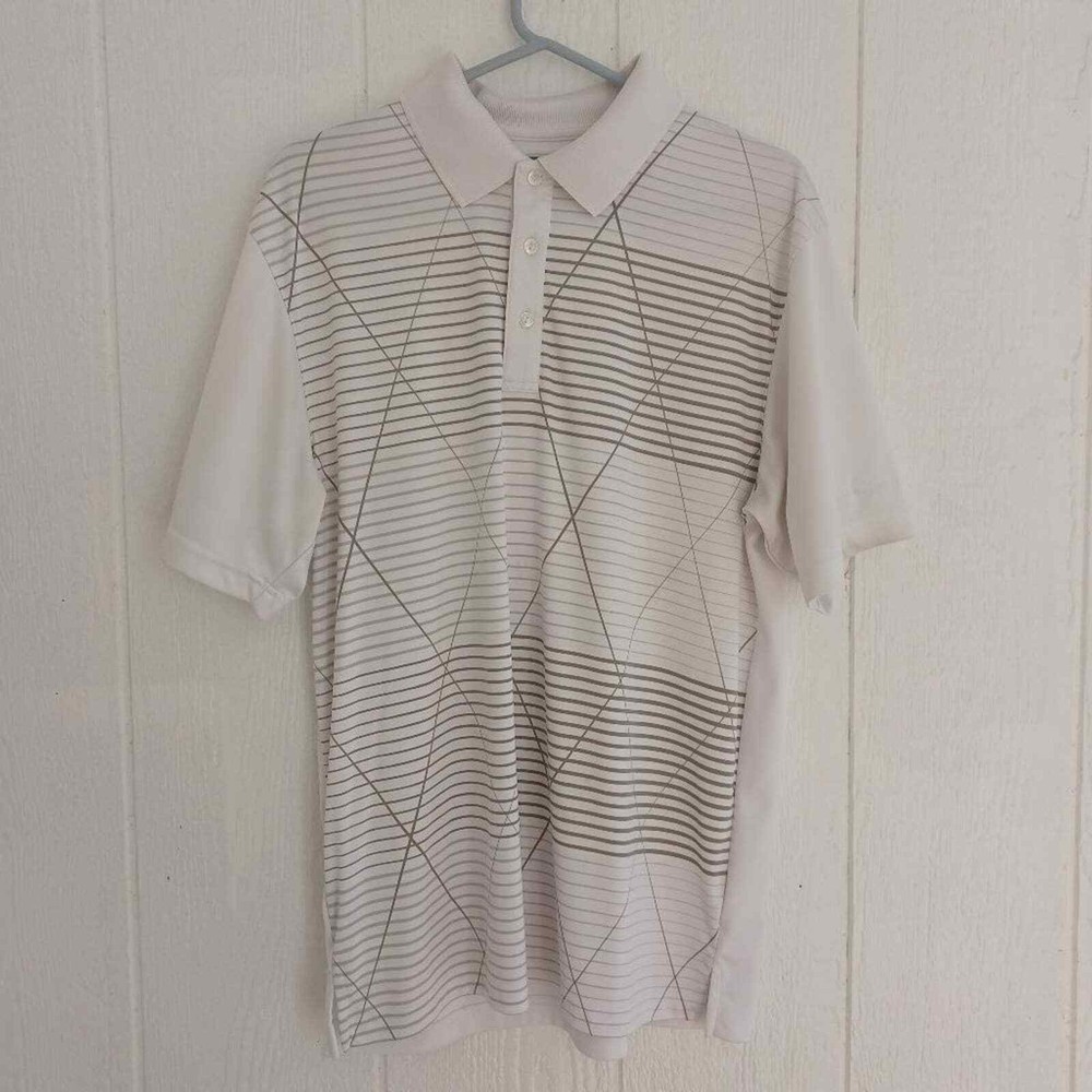 Large, White with stripes Ben Hogan Performance Polo Golf Shirt