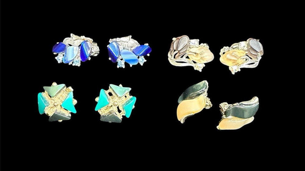 Vintage Mid Century Thermoset Clip On Earrings Lot 1950s 1960s Jewelry