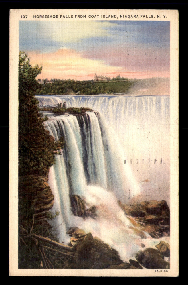 Horseshoe Falls From Goat Island Niagara Falls New York NY Posted Postcard