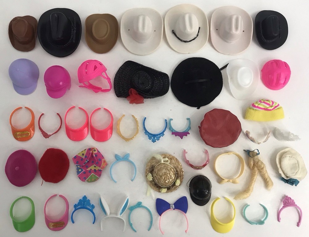 Vintage Barbie Doll & Other Branded Doll Hats & Hair Bands Lot Of 44