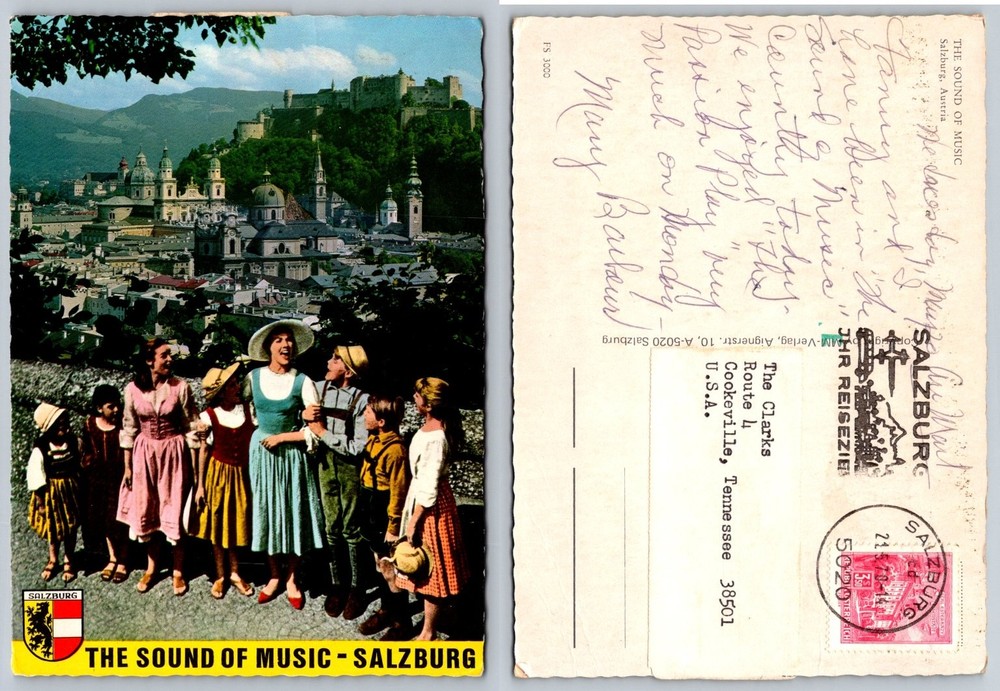 1970 The Sound of Music Postcard Salzburg Austria Hohensalzburg Fortress Maria