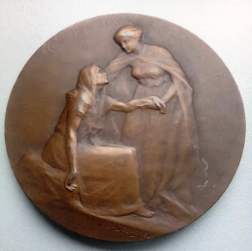 MERRY CHRISTMAS 1949 FRENCH CHARITY BRONZE MEDAL by DESVIGNES
