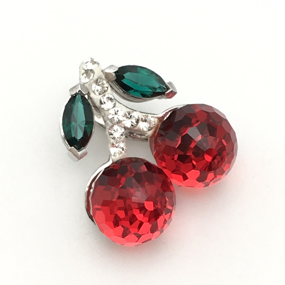 Vintage Sterling Silver Cherries Fruit Pendant Marked Au 925 3g #30