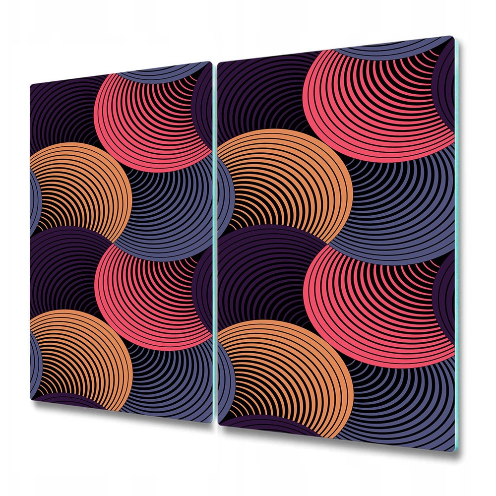 Glass Induction Ceramic Hob Cover Petals grid blue orange and pink photo 2x30x52