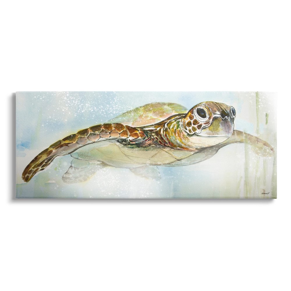 Peaceful Sea Turtle Swimming Canvas Wall Art, Design by Diannart