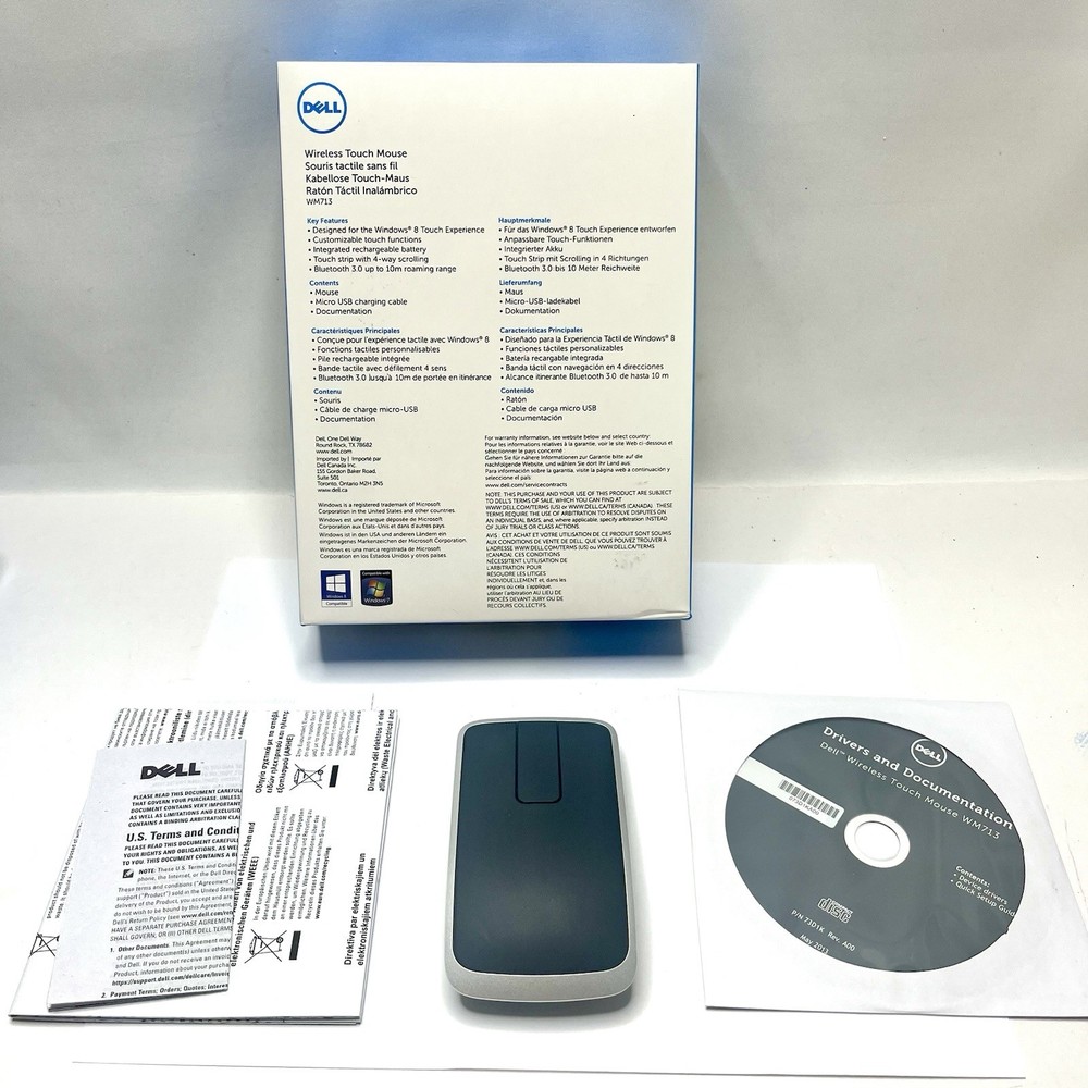 Dell Bluetooth Wireless Low Profile Touch Mouse WM713 Tested Works Perfectly