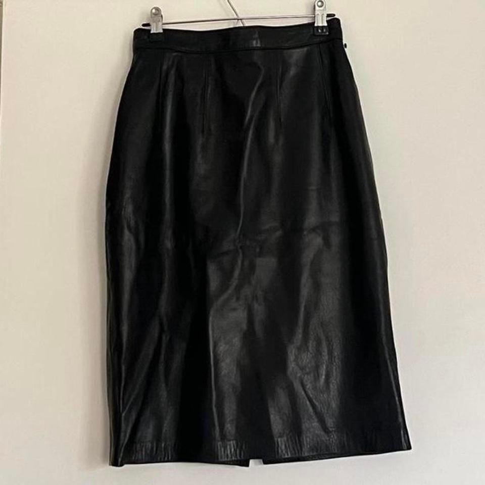 Vintage Maxima High Waisted Black Leather Skirt Size 6 Made in USA CBK