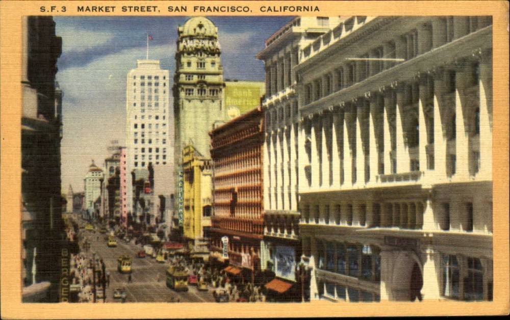 Market Street San Francisco California CA trolley 1930s