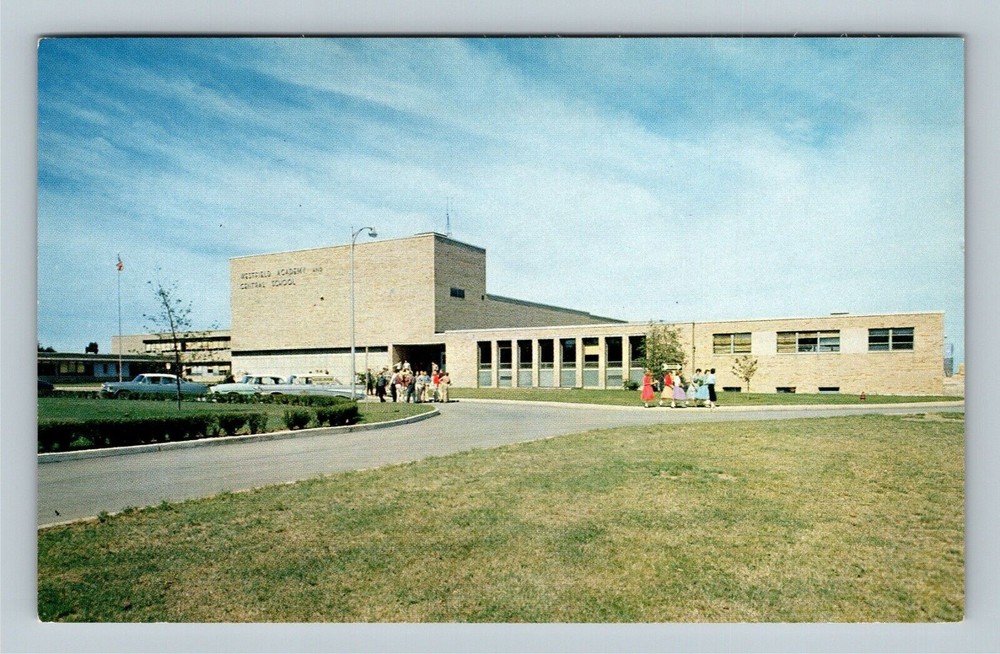 Westfield Academy Central School Students Classic Cars Vintage New York Postcard