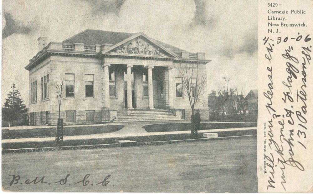 New Brunswick NJ Carnegie Public Library  1906  UDB B/W  Postcard *