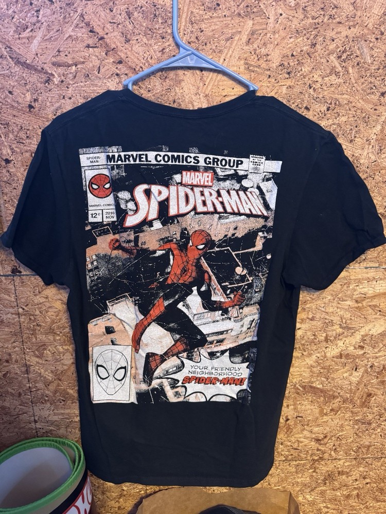 Spiderman Shirt Marvel Comics Group Graphic Tee Black Men’s Medium Vintage Style