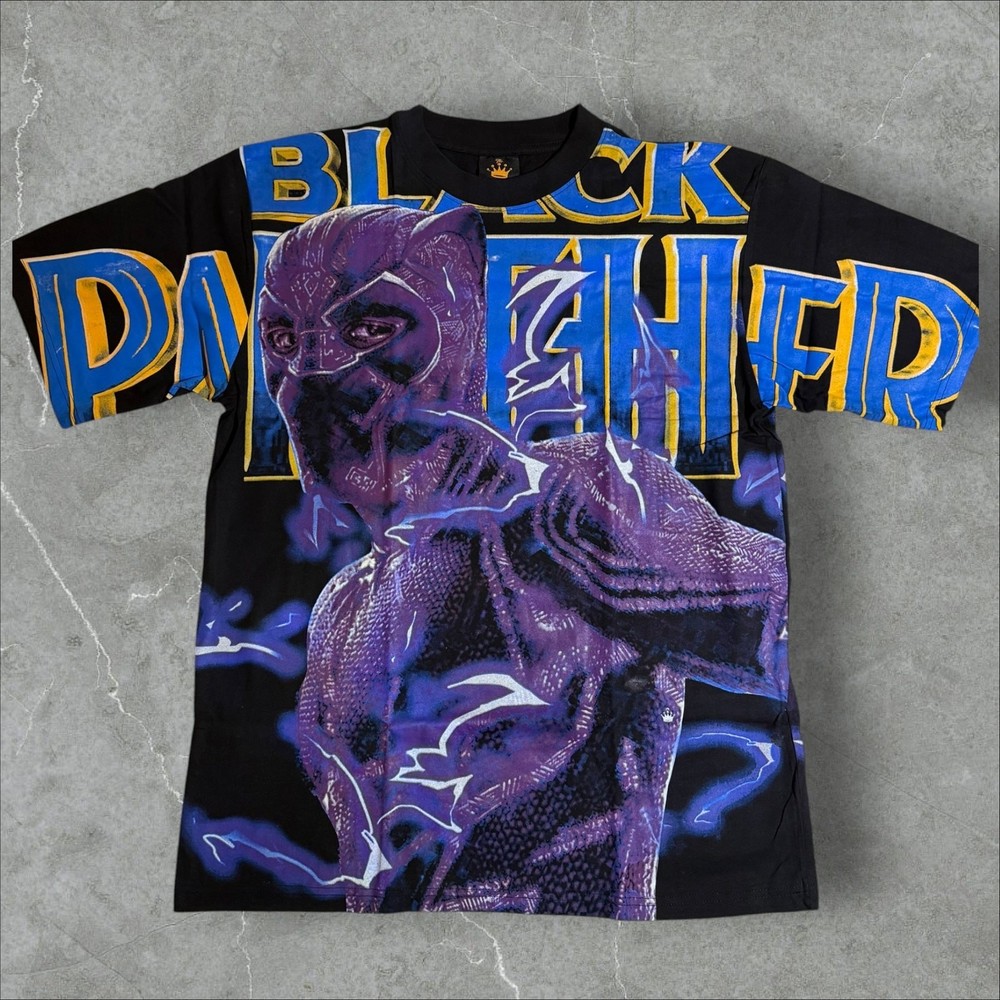 Black Panther AOP Size XL Crown All Over Print Marvel Comics T-Shirt