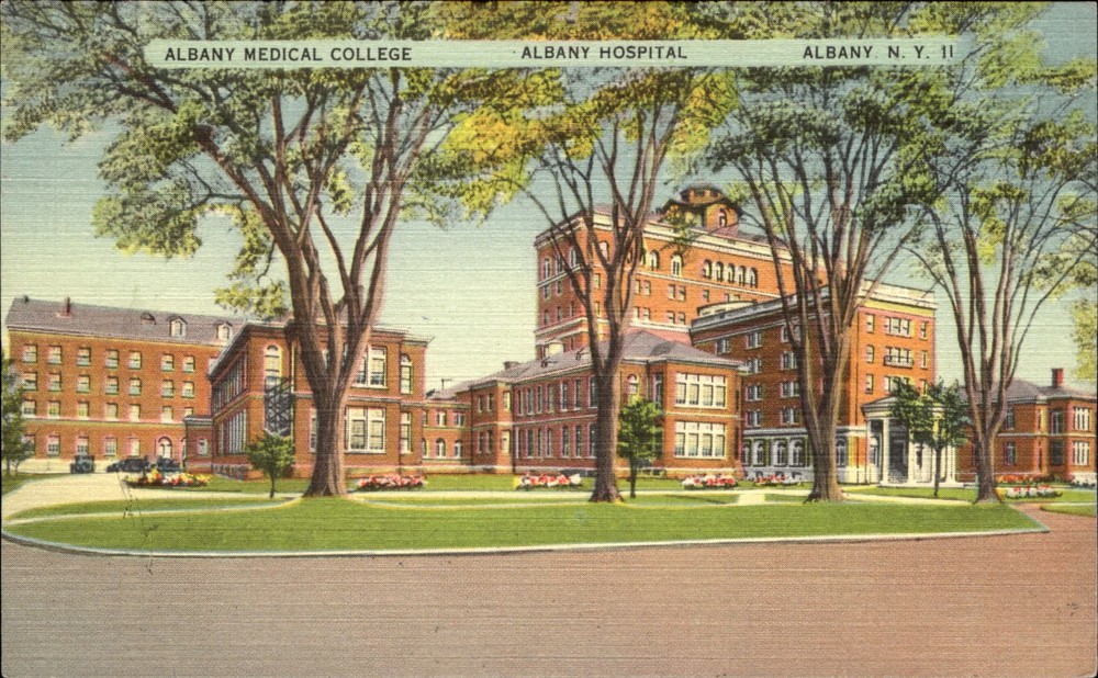 Albany Medical College and Hospital ~ Albany NY ~ 1940s vintage postcard