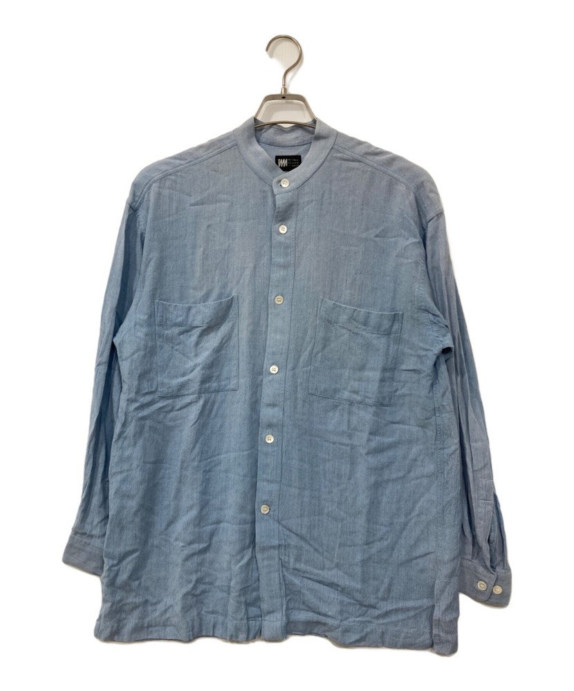 Issey Miyake Rayon Blend Band Collar Shirt Long Sleeve Men Blue Size M Used