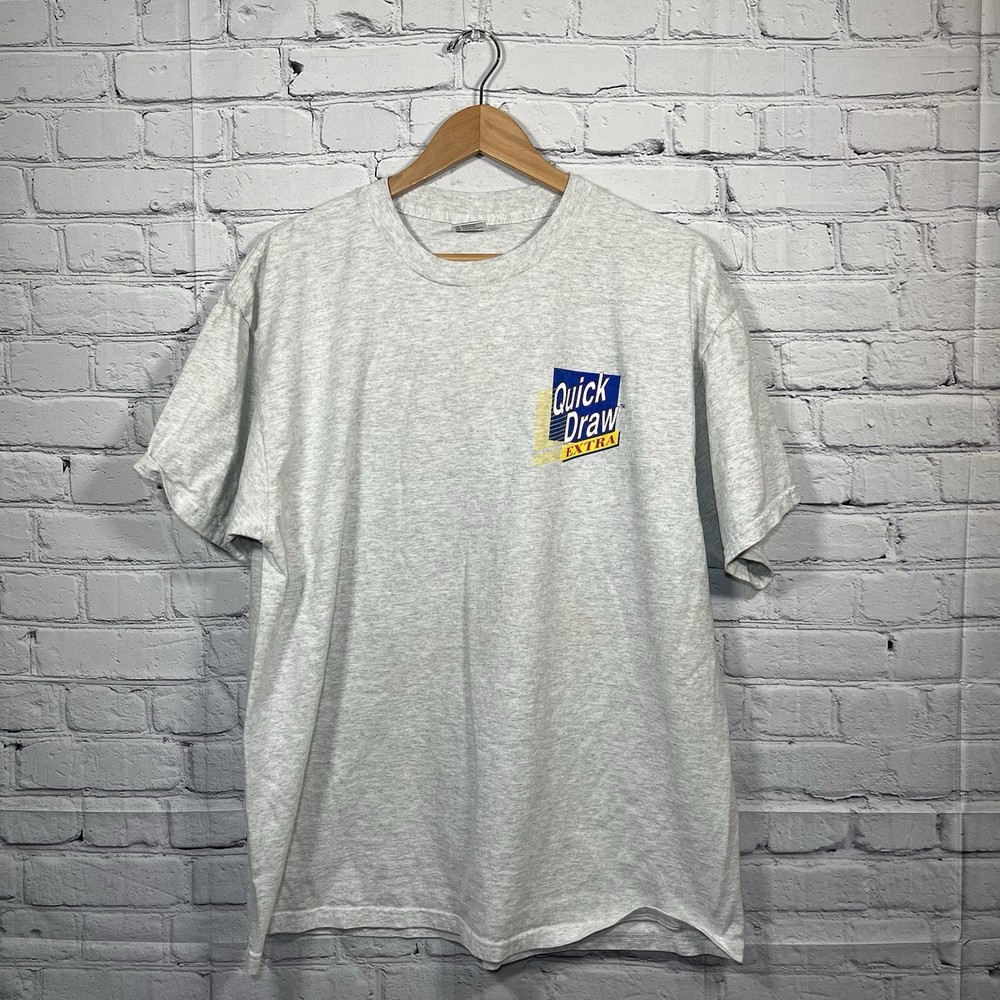 Vintage New York State Lottery Quick Draw Extra Promo T Shirt Mens Size XL Gray