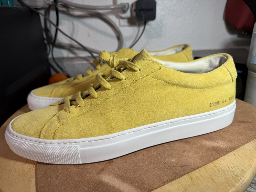 Common Projects Achilles Men's Yellow Suede Sneakers Size EU 44 US 11 Shoes-image