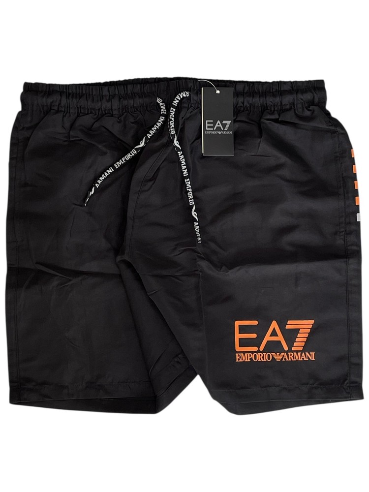 EA7 Emporio Armani Black & Orange Swim Shorts Trunks Size Medium NWT