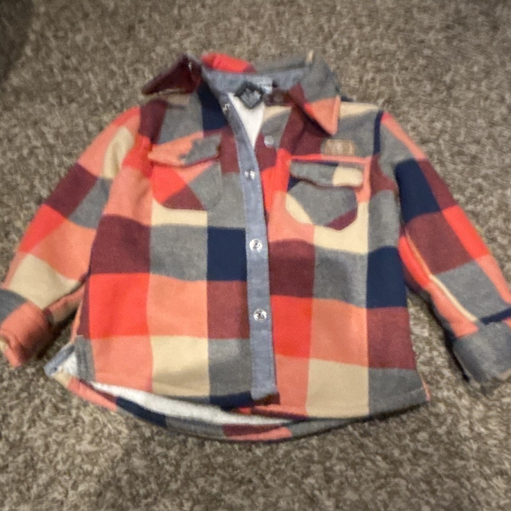 Baby Gap 18 Months Plaid Long Sleeve Cotton Collared Button-Up Shirt Multicolor