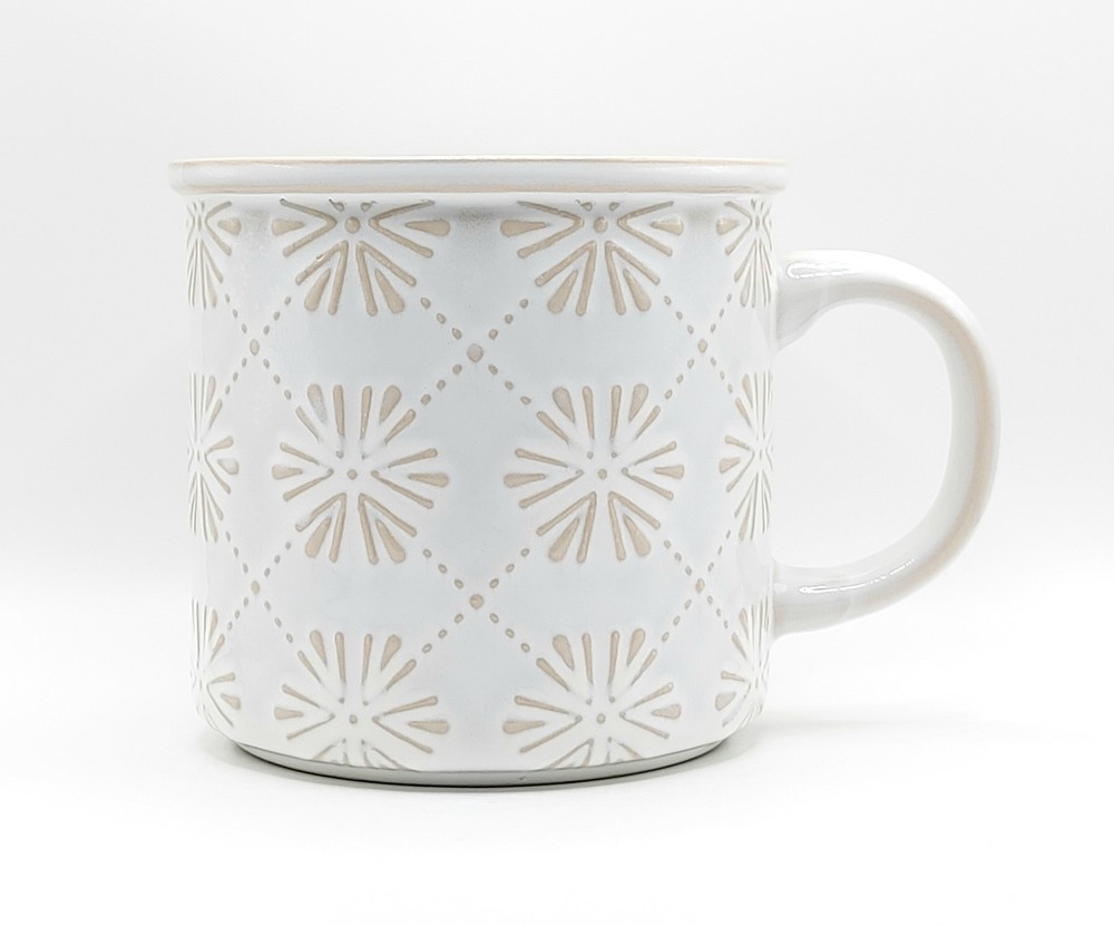 Floral Pattern Geometrical Coffee Mug Cup 20 Oz Ceramic by Signature Housewares