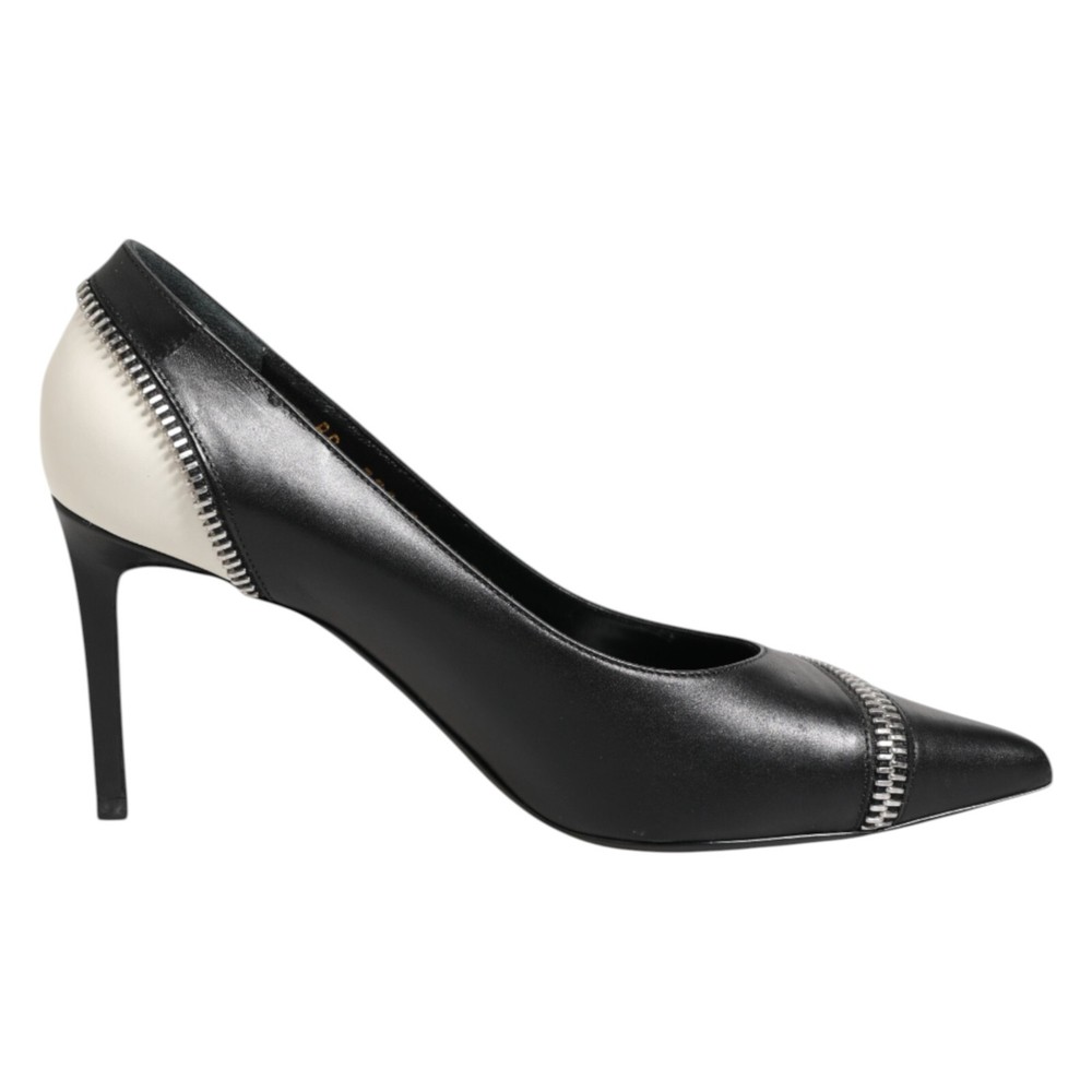 SAINT LAURENT Shoes White Black Leather Pointed Toe Heels EU36 / US5.5 900usd