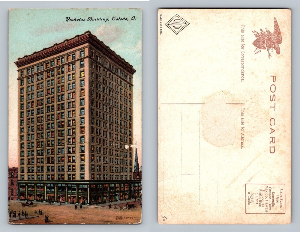 Toledo, OH-Ohio, Nicholas Building Tall Downtown View Vintage Postcard