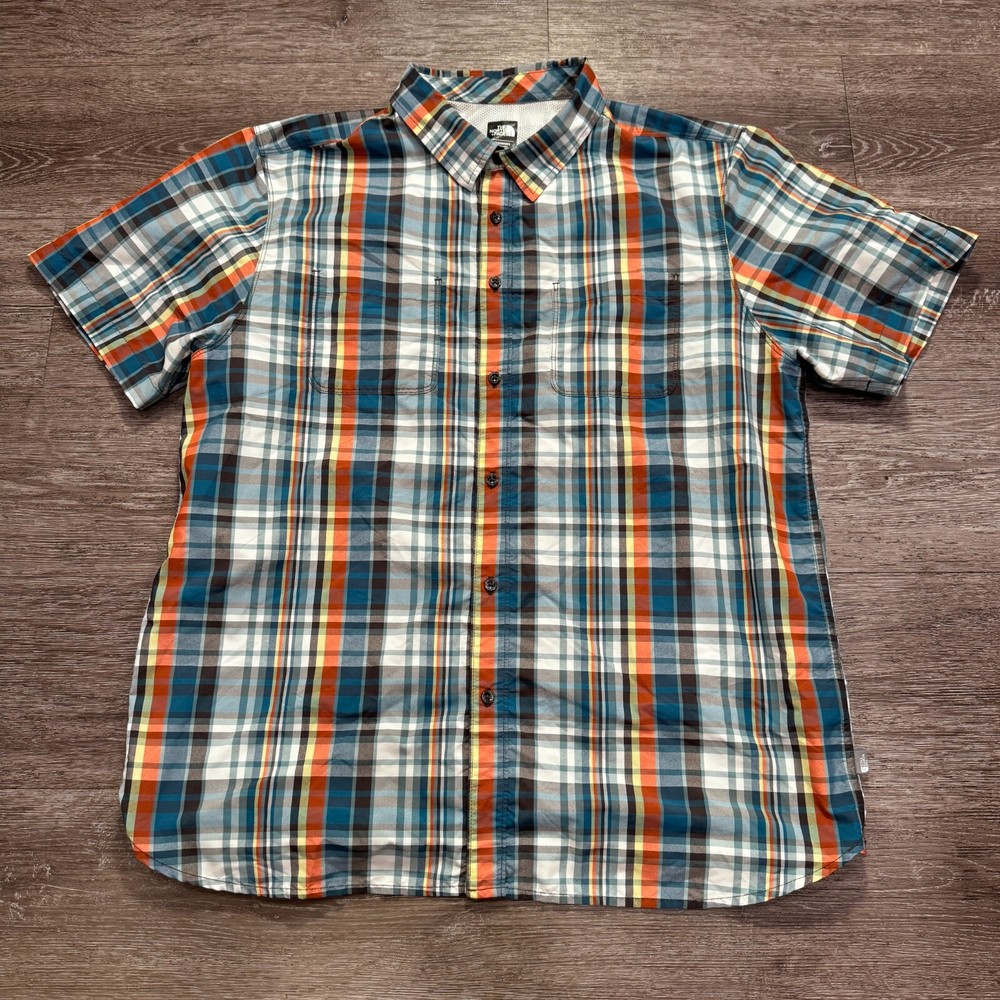 North Face Shirt Mens XL Plaid Mesh Lined Vented Button Up Hiking Fish Outdoor