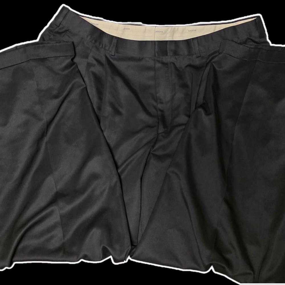 Savane Men's Black Pleated Slacks Pants Trousers Size 42 x 30