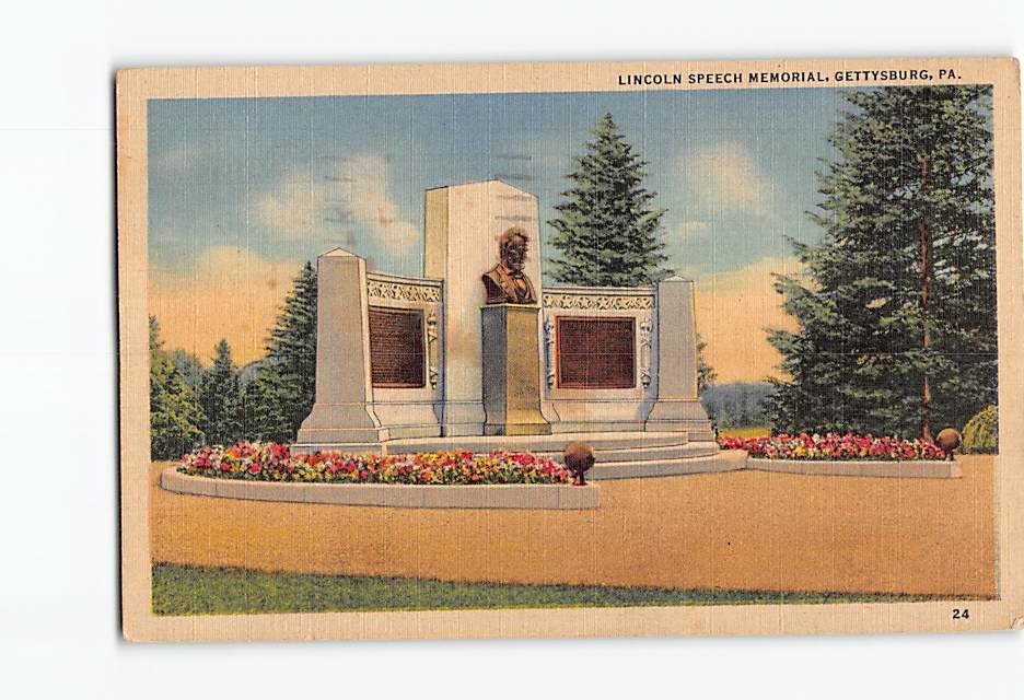Postcard Lincoln Speech Memorial Gettysburg Pennsylvania USA