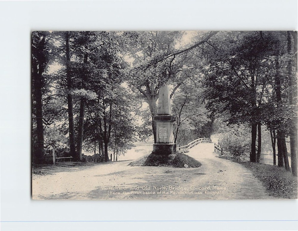 Postcard Monument & Old North Bridge Concord Massachusetts USA