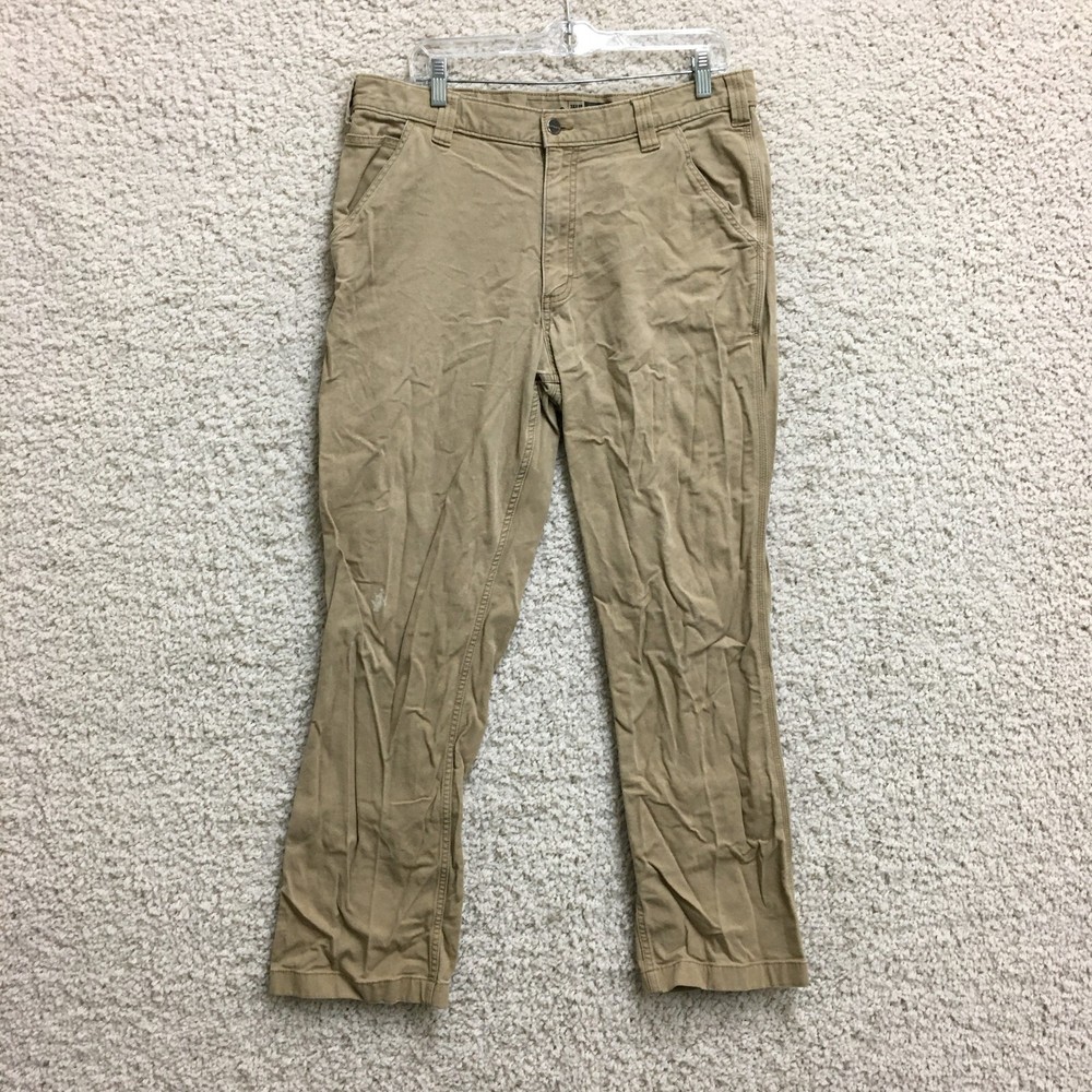 Carhartt Mens Relaxed Fit Rugged Flex Work Pants 36x32 Brown Canvas Straight Leg