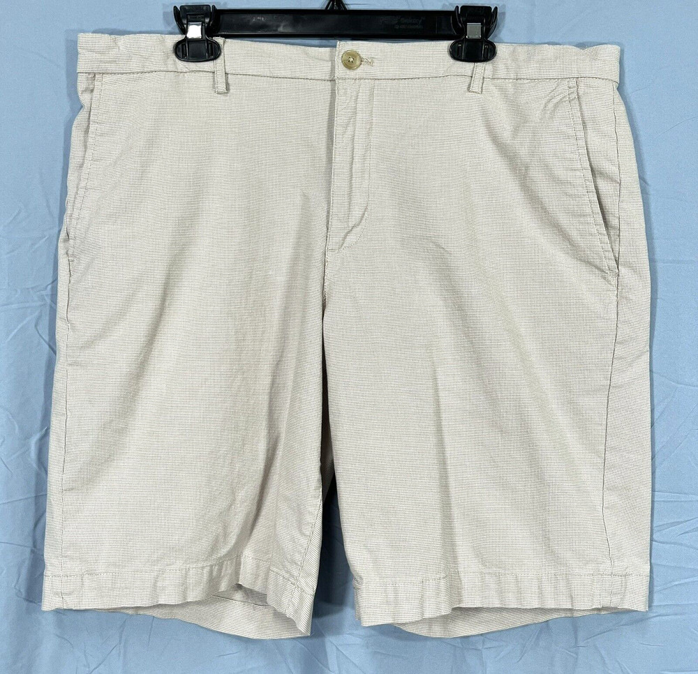 CHAPS Men's KHAKI MICRO CHECK 4-Pocket CHINO SHORTS Stretch Cotton Twill SZ  38