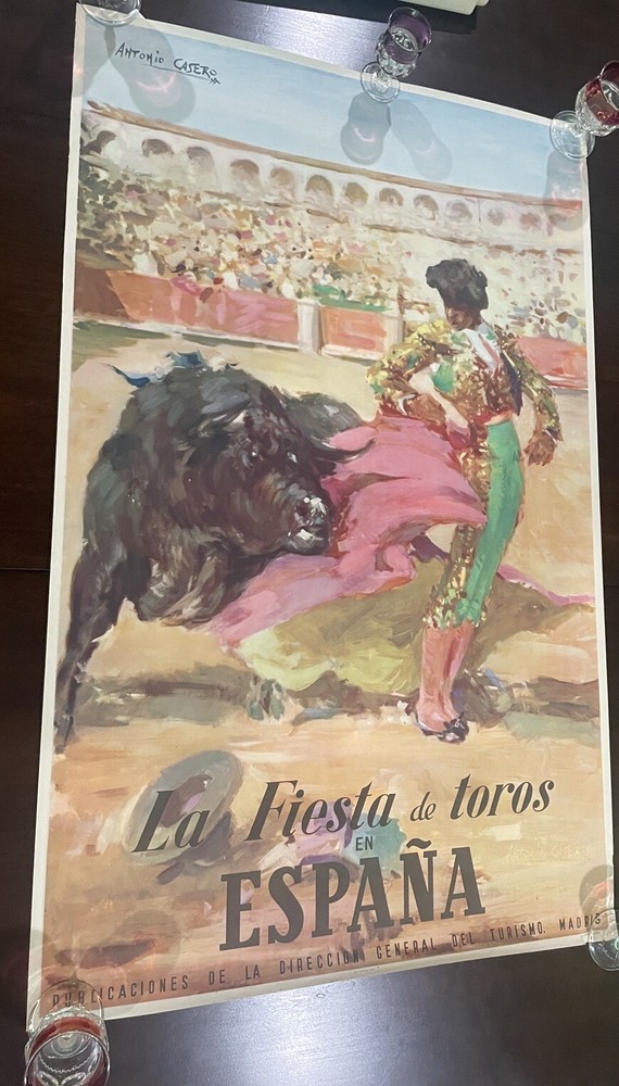 Original 1947 Bullfighting Poster  Signed Antonia Casero Spain Tourism Large #2