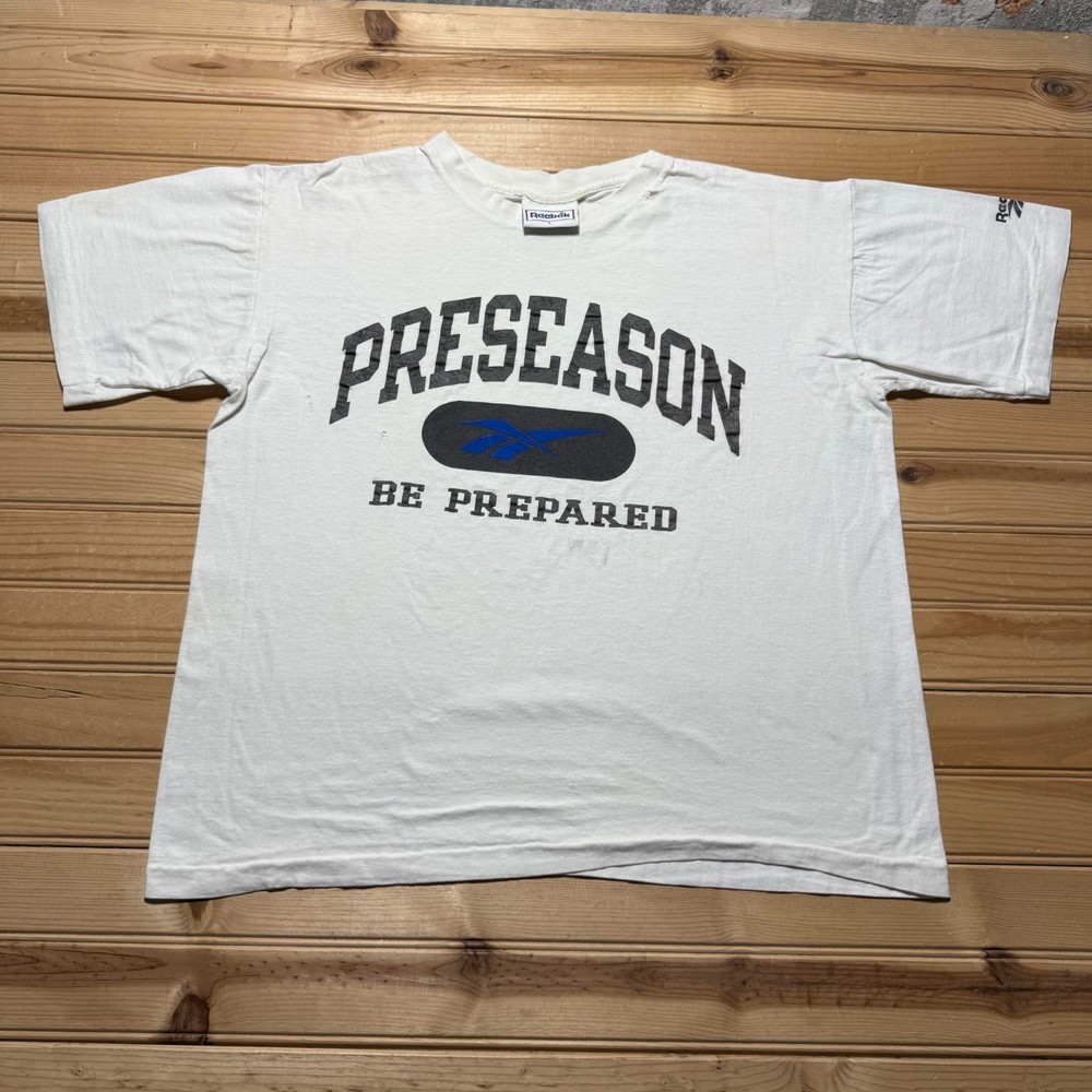 Vintage 90s Reebok Preseason Be Prepared Sportswear Logo Graphic T-Shirt - Large