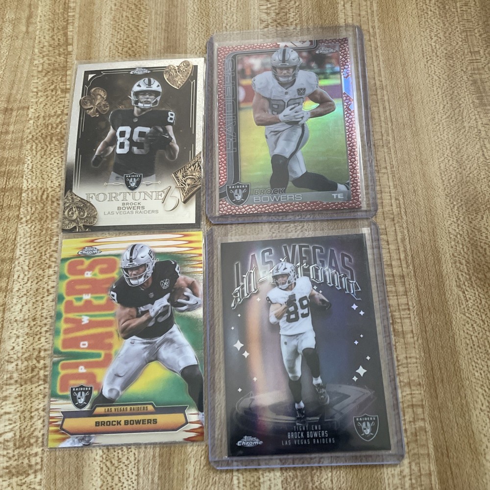 Brock Bowers Topps Chrome Leather Refractor Lot Las Vegas Raiders