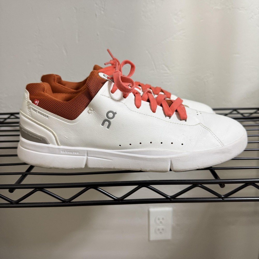 On Running The Roger Shoes Mens Size 12 White Orange CloudTec Tennis 48.98516