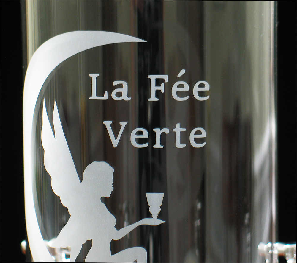 ETCHED FAIRY ABSINTHE WATER FOUNTAIN SET GLASSES & SPOONS - Gift