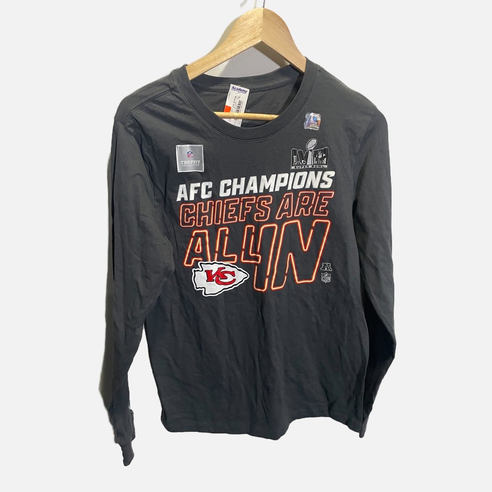 Nike Kansas City Chiefs AFC Champions Long Sleeve T-Shirt Men Small Charcoal NFL