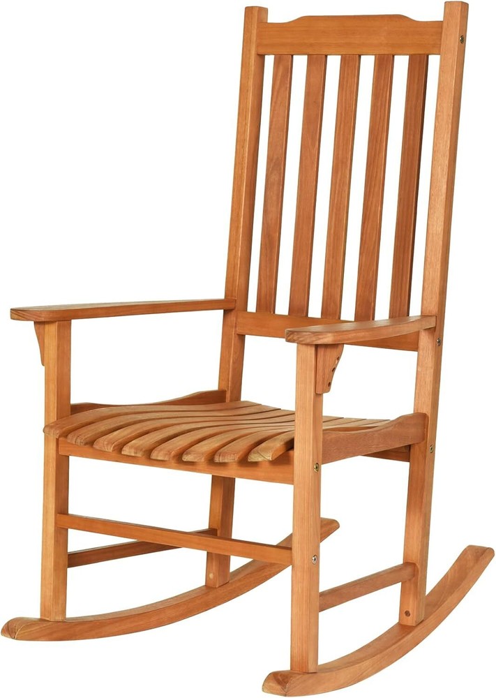 Wooden Patio Rocking Chair for Indoor Outdoor Porch Garden Lounge  