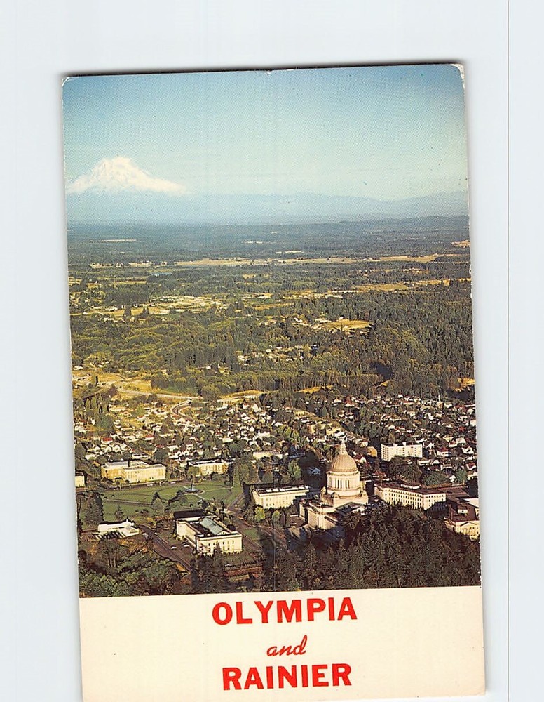 Postcard Olympia & Mt. Rainier Washington USA
