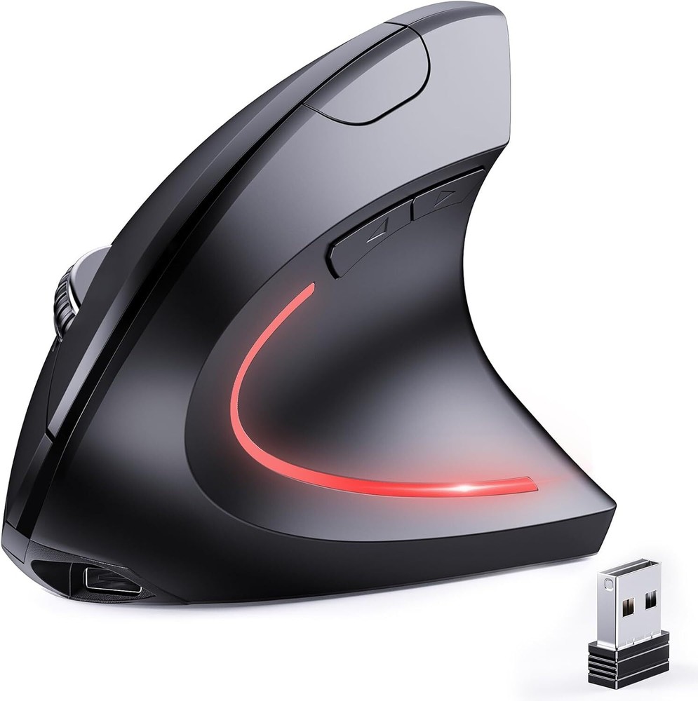 Ergonomic Vertical Wireless Mouse 6 Keys 2.4GHz USB 1200DPI for PC