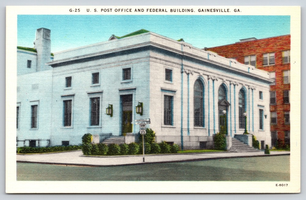 Gainesville Georgia~US Post Office & Federal Building~Vintage Linen Postcard