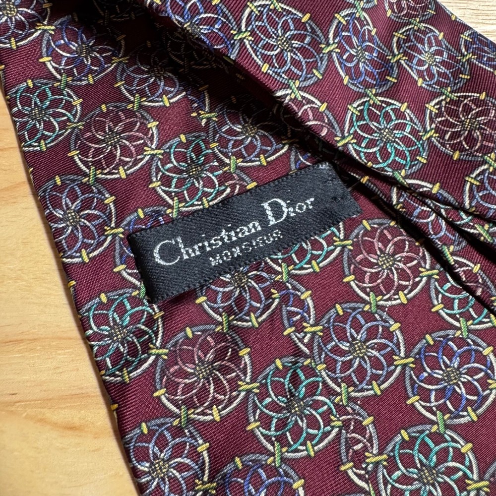 Christian Dior Monsieur Red Silk Tie Vintage