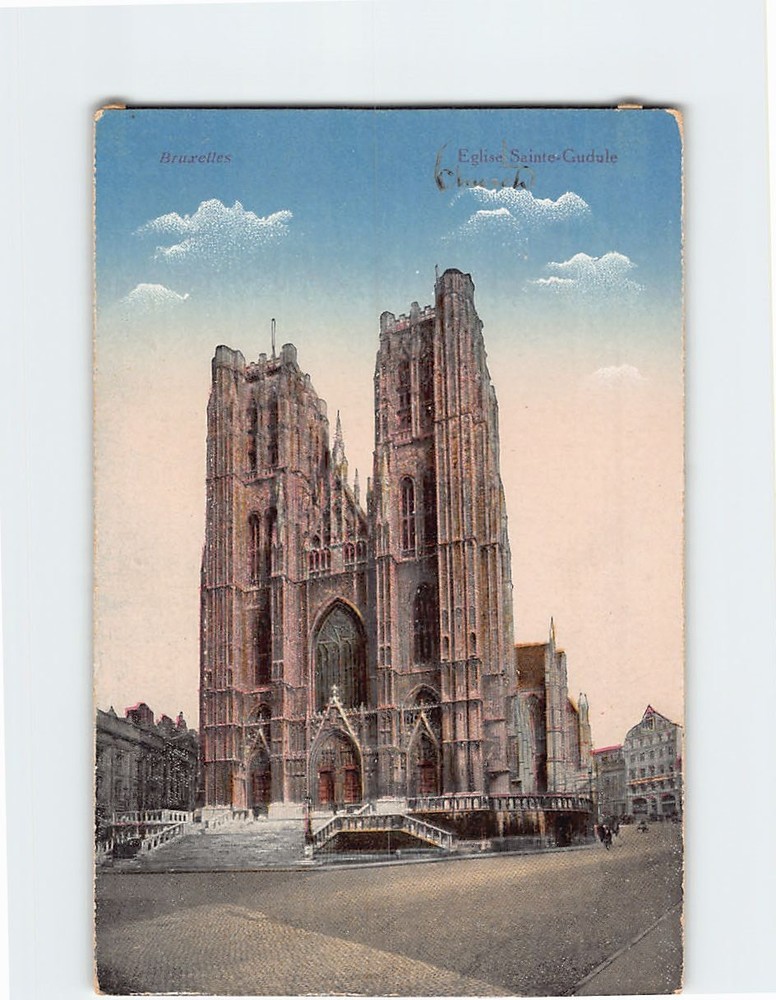 Postcard Cathedral of St. Michael and St. Gudula in Brussels Belgium